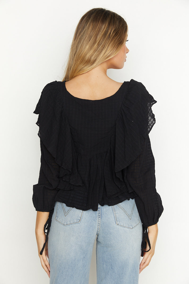 Midnight Long-Sleeve Top Black