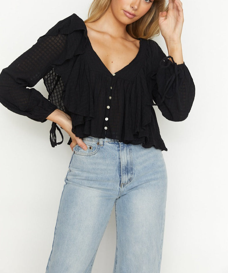 Midnight Long-Sleeve Top Black