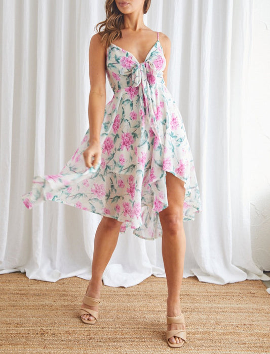 Bloom For You Tie-Front Midi Dress