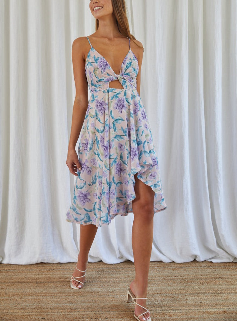 Bloom For You Tie-Front Midi Dress