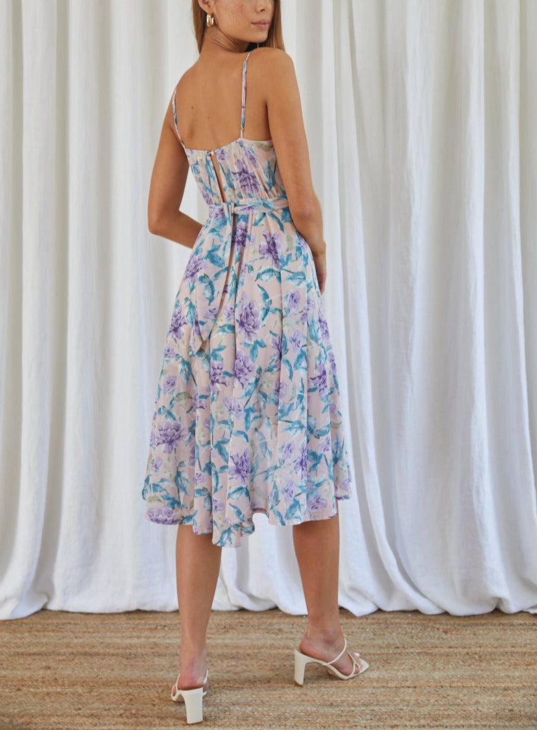 Bloom For You Tie-Front Midi Dress