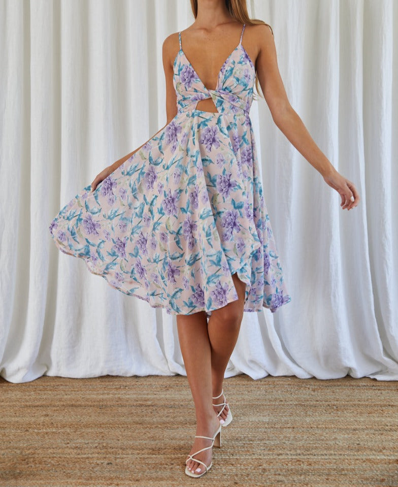 Bloom For You Tie-Front Midi Dress