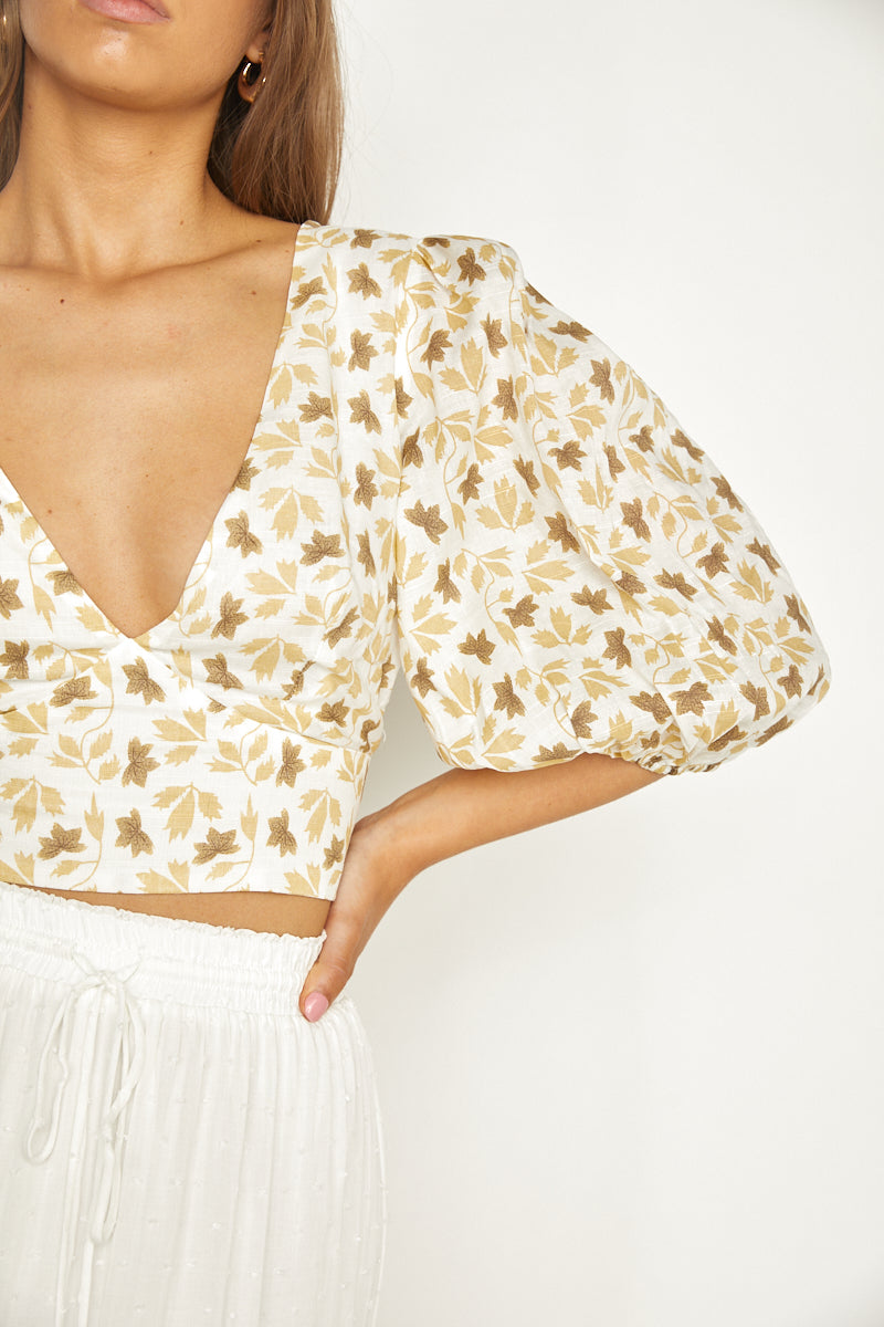 Autumn Breeze Open Back Top Lemon