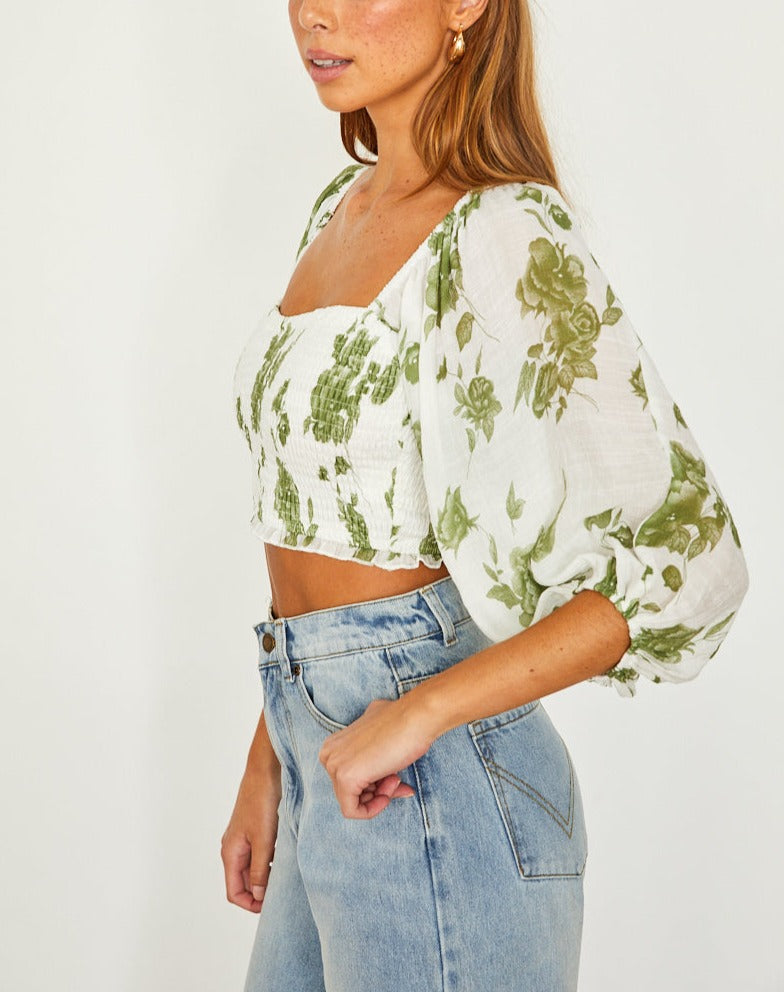 Maple Story Puffed Mid Sleeve Crop Top