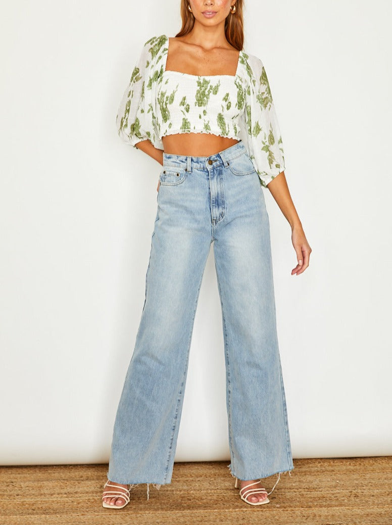 Maple Story Puffed Mid Sleeve Crop Top