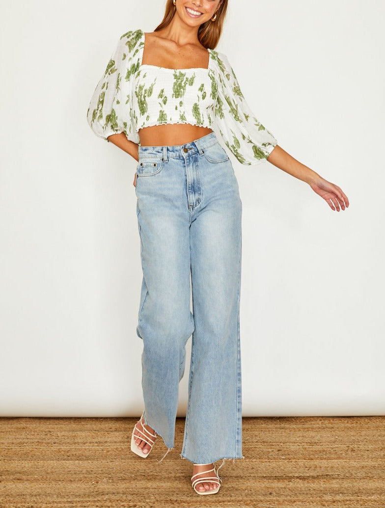 Maple Story Puffed Mid Sleeve Crop Top