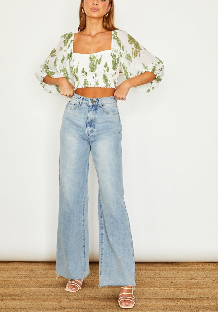 Maple Story Puffed Mid Sleeve Crop Top