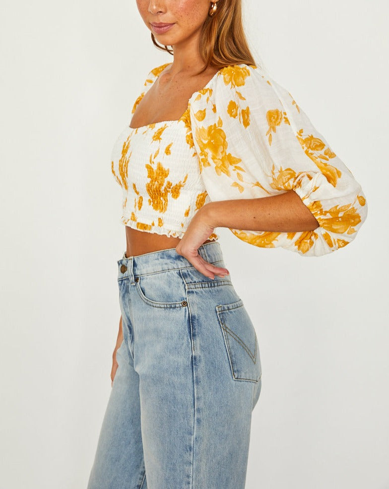 Maple Story Puffed Mid Sleeve Crop Top