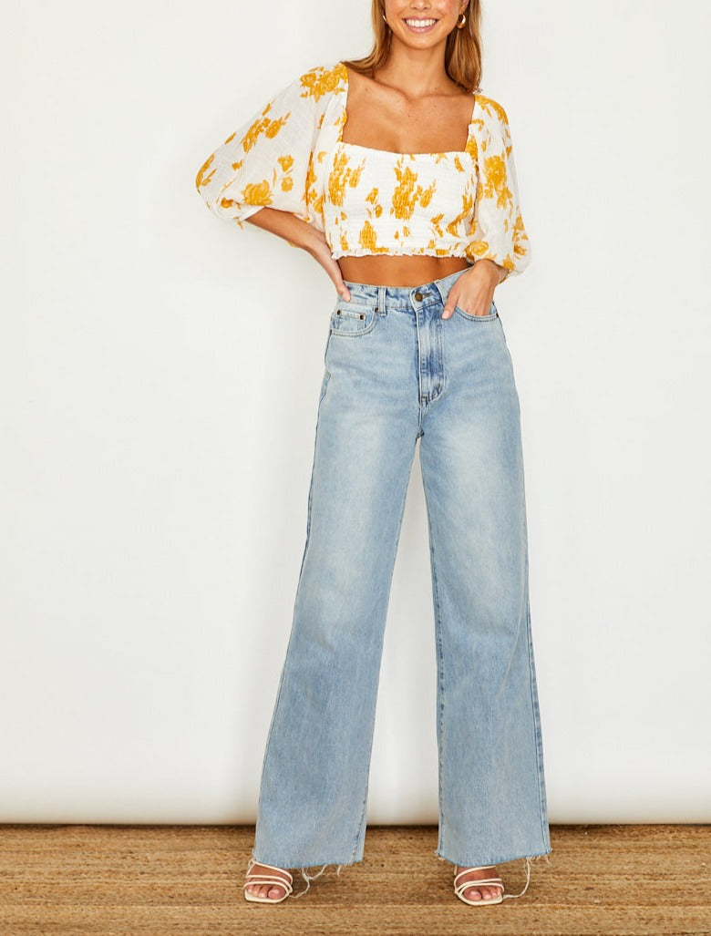 Maple Story Puffed Mid Sleeve Crop Top
