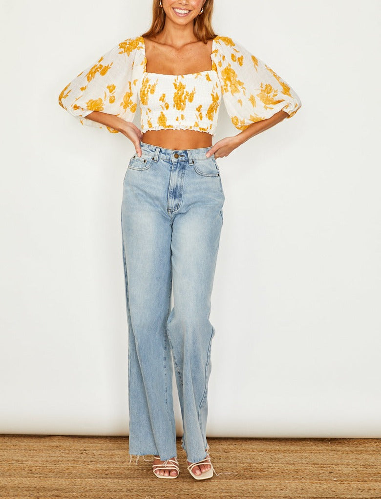 Maple Story Puffed Mid Sleeve Crop Top