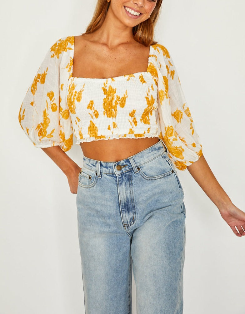 Maple Story Puffed Mid Sleeve Crop Top